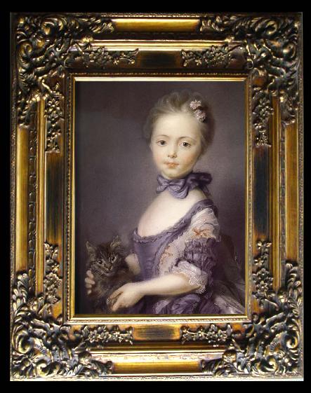 framed  Jean-Baptiste Peronneau A Girl with a Kitten, Ta014